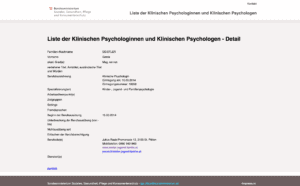 Liste der Klinischen PsychologInnen und GesundheitspsychologInnen auf der BMSGPK-Website
